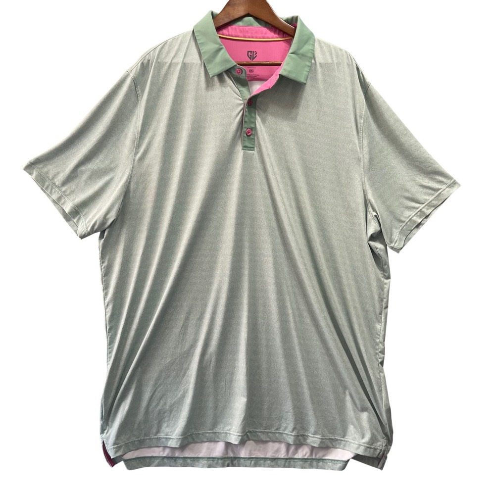 Graham Luxe Polo Shirt Mens 3XL Green Therry Performance Golf Preppy Summer